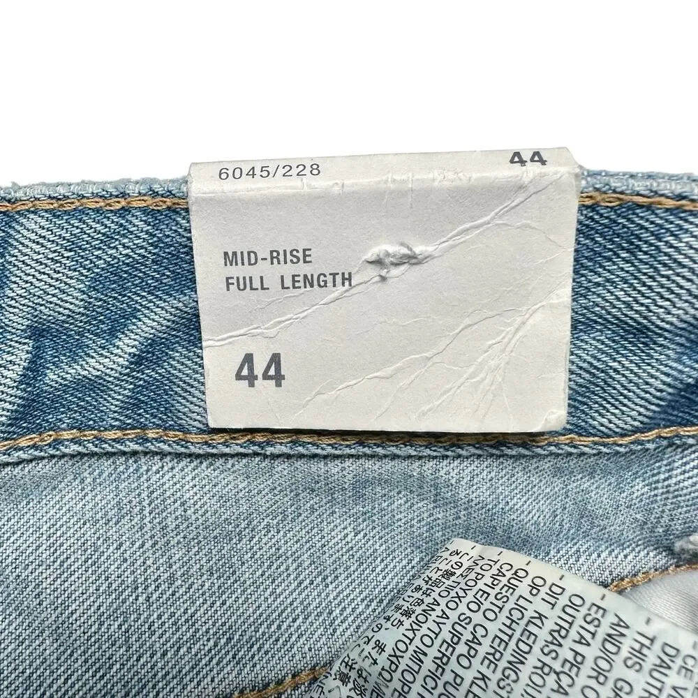 Zara | Women | Wide Leg Mid Rise Full Length Distressed Denim Jeans | Sz 12